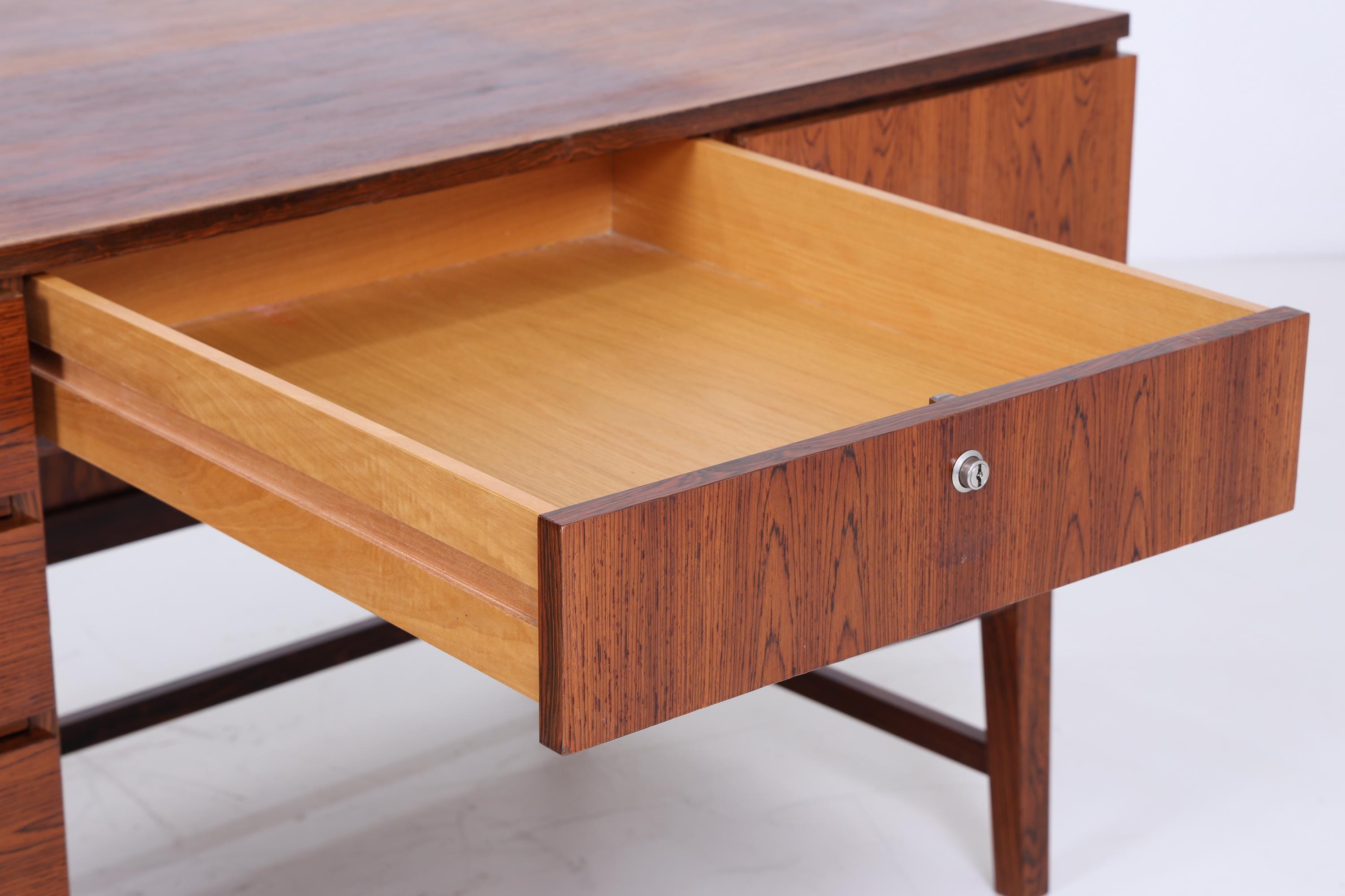 Vintage Schreibtisch 60er Jahre | Mid Century Palisander Arbeitstisch Bürotisch Schwebetisch Frei Tisch Retro Holz Design