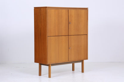 Vintage Nussbaum Schrank 60er Jahre | Mid Century Fächerschrank Retro Holz Aufbewahrung