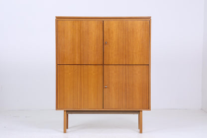 Vintage Nussbaum Schrank 60er Jahre | Mid Century Fächerschrank Retro Holz Aufbewahrung