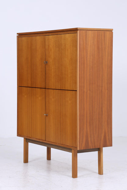 Vintage Nussbaum Schrank 60er Jahre | Mid Century Fächerschrank Retro Holz Aufbewahrung