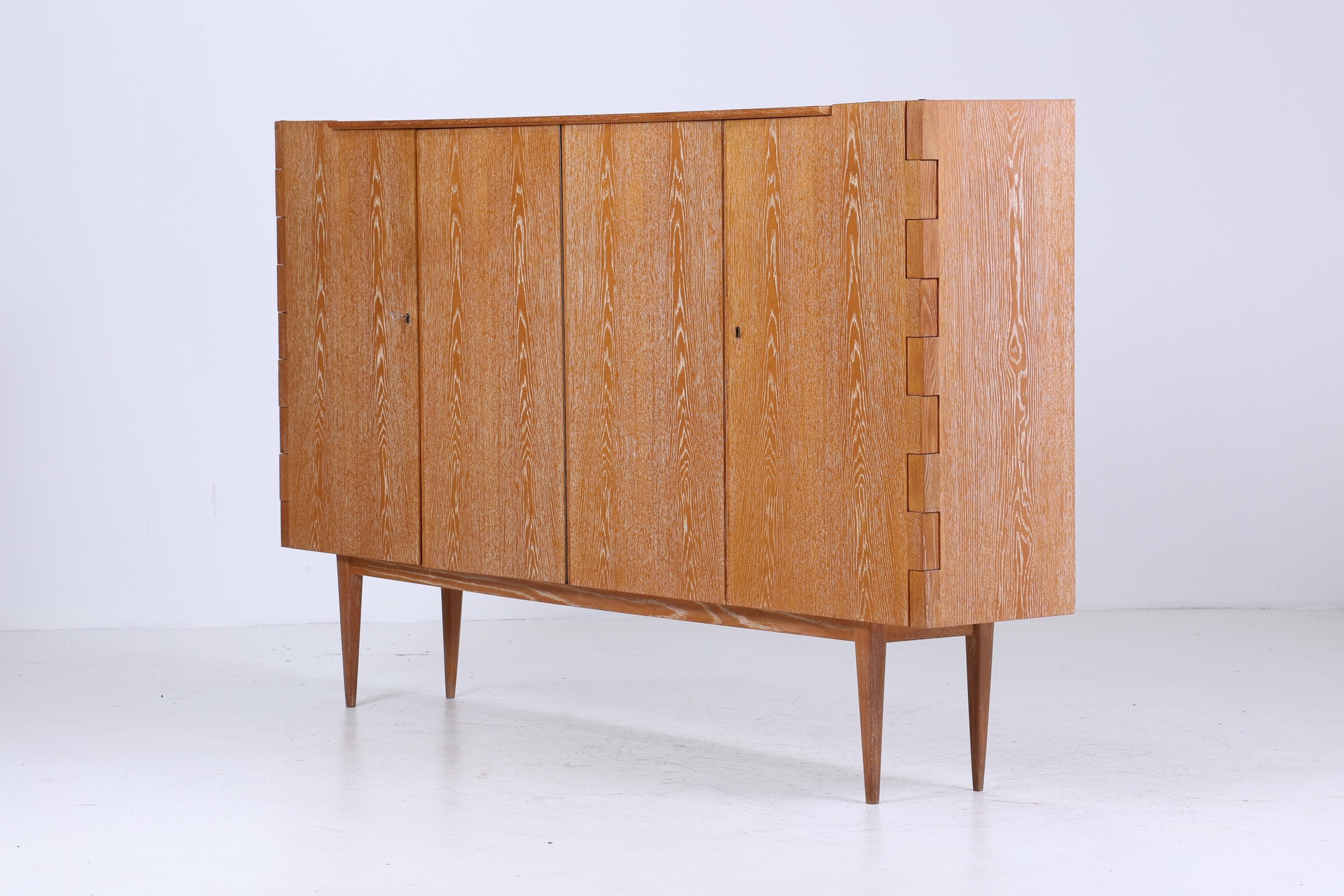 Vintage Highboard 60er Jahre | Mid Century Schrank Sideboard Wohnzimmerschrank Fächerschrank Retro 70er Holz Aufbewahrung