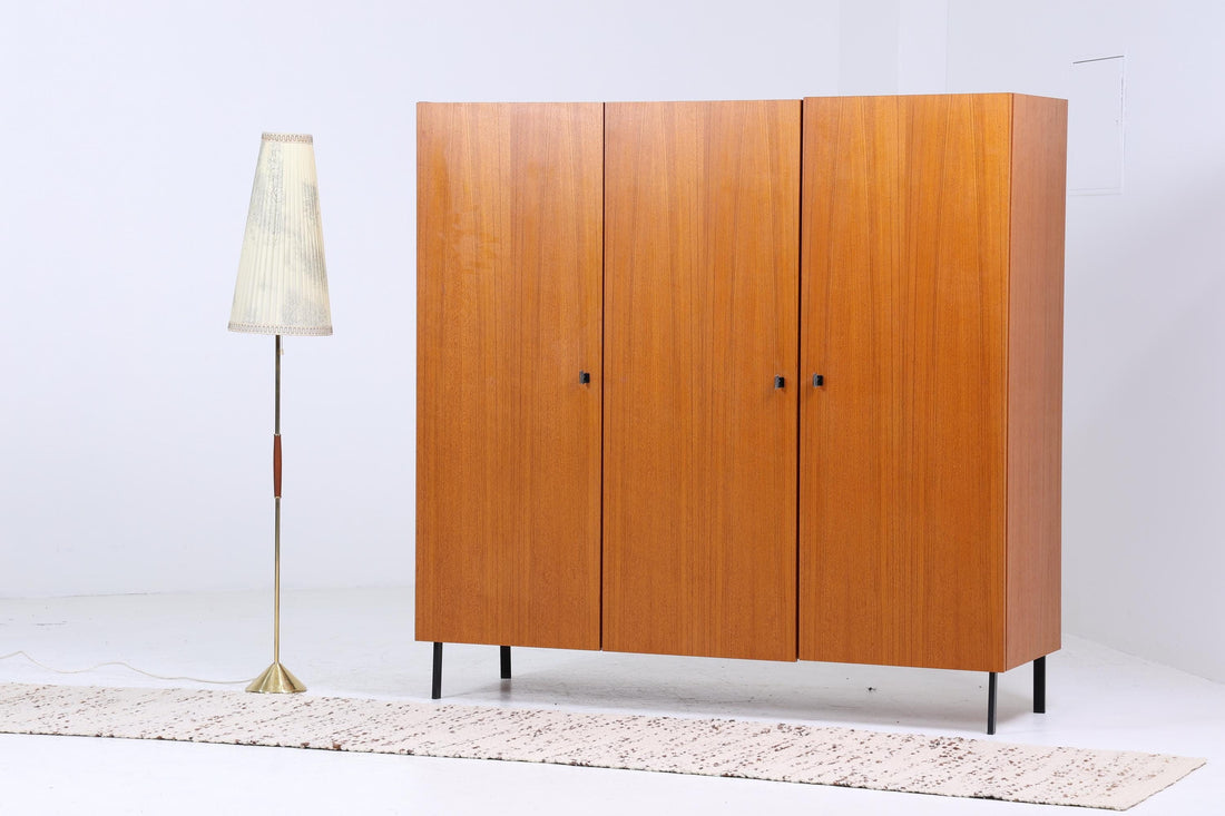 Vintage Musterring Teak Kleiderschrank | Mid Century Wäscheschrank | 60er Jahre Schrank | mit Fächern &amp; Kleiderstangen