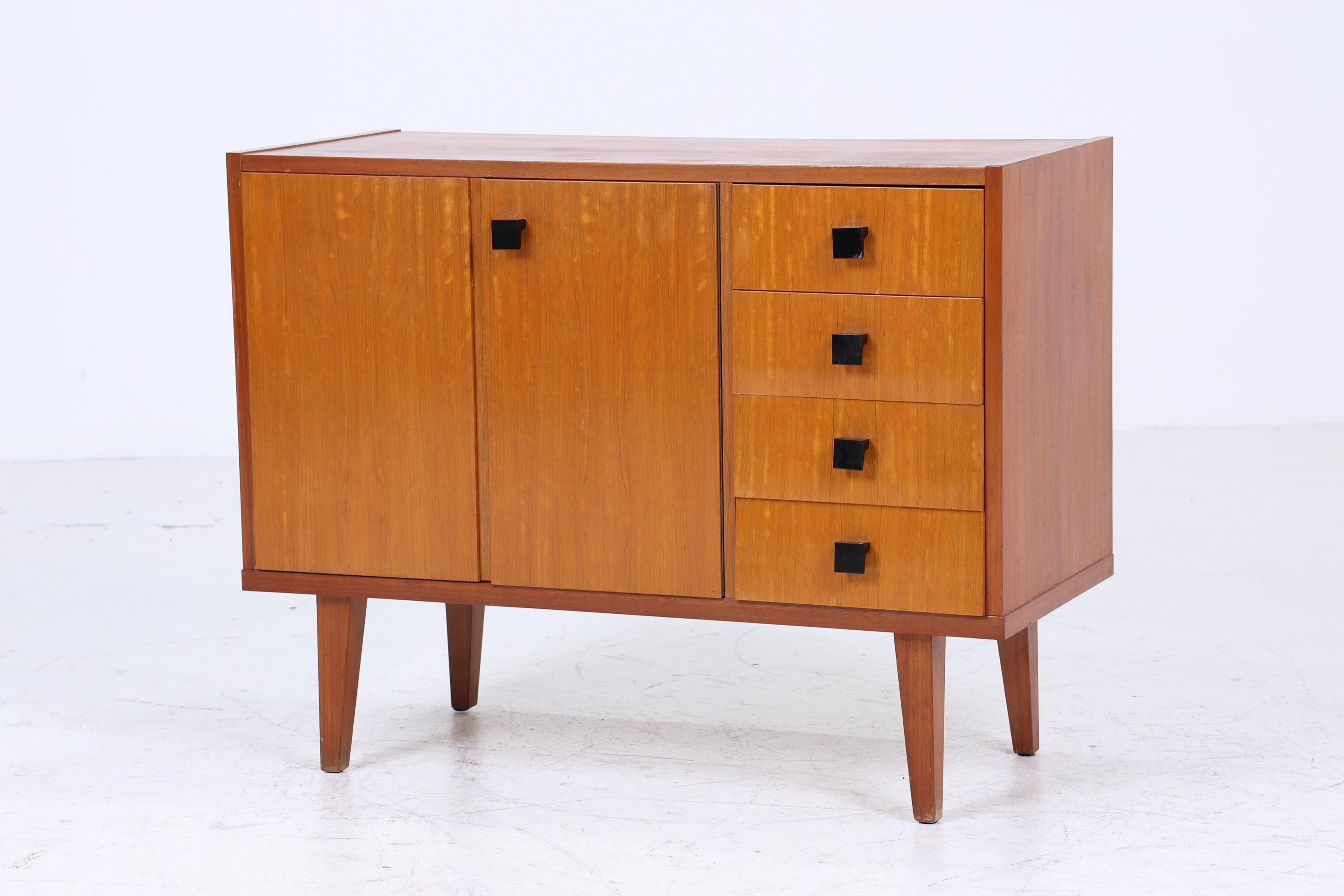 Vintage Nussbaum Kommode 60er | Mid Century Schubladen Schrank | Retro Holz Aufbewahrung