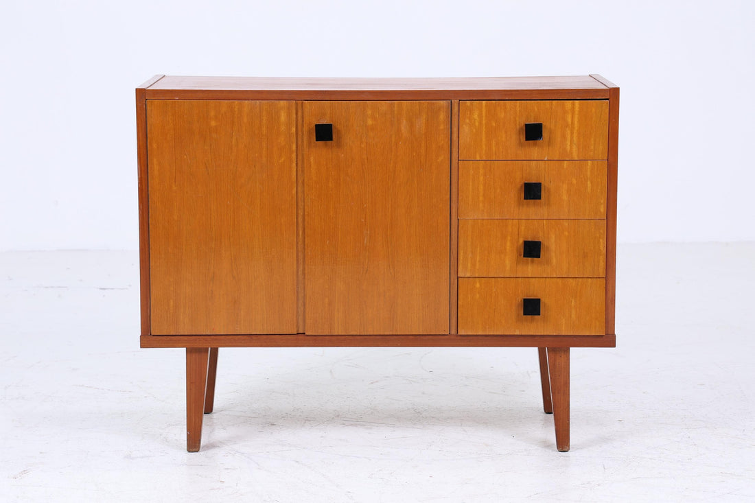 Vintage Nussbaum Kommode 60er | Mid Century Schubladen Schrank | Retro Holz Aufbewahrung