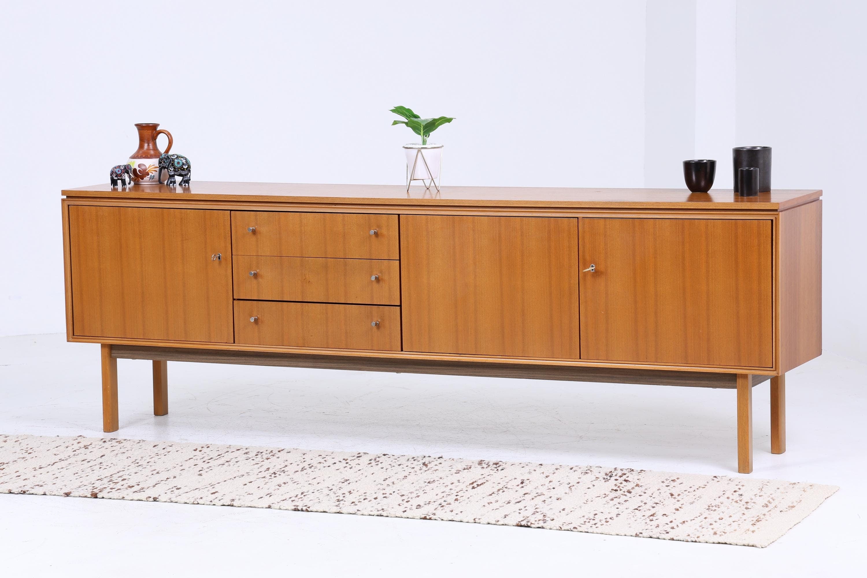 Vintage Sideboard 60er Jahre | Mid Century Schubladen Anrichte Holz Aufbewahrung