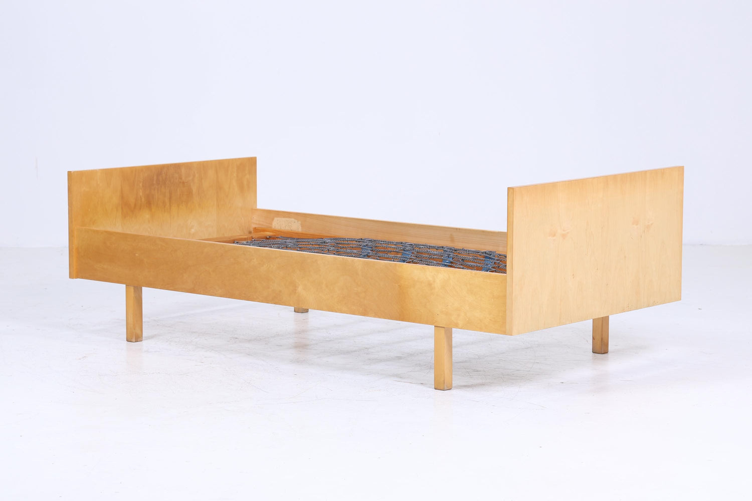Vintage Bett 60er Jahre | Mid Century Federkernbett Bettgestell Daybed Tagesbett Holz Retro 70er 2/2