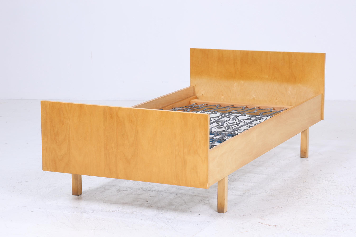 Vintage Bett 60er Jahre | Mid Century Federkernbett Bettgestell Daybed Tagesbett Holz Retro 70er 1/2