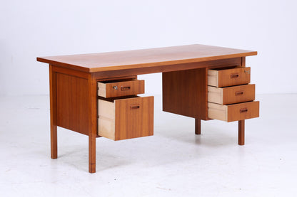 Vintage Teak Schreibtisch | Mid Century 60er Jahre Schubladen Arbeitstisch Bürotisch Tisch Retro Holz