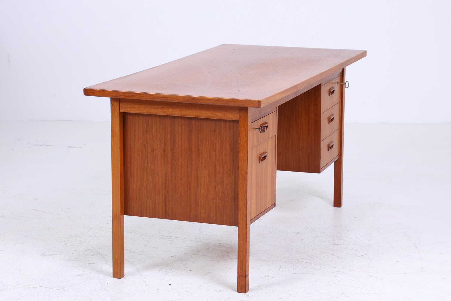 Vintage Teak Schreibtisch | Mid Century 60er Jahre Schubladen Arbeitstisch Bürotisch Tisch Retro Holz