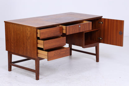 Vintage Schreibtisch 60er Jahre | Mid Century Palisander Arbeitstisch Bürotisch Schwebetisch Frei Tisch Retro Holz Design