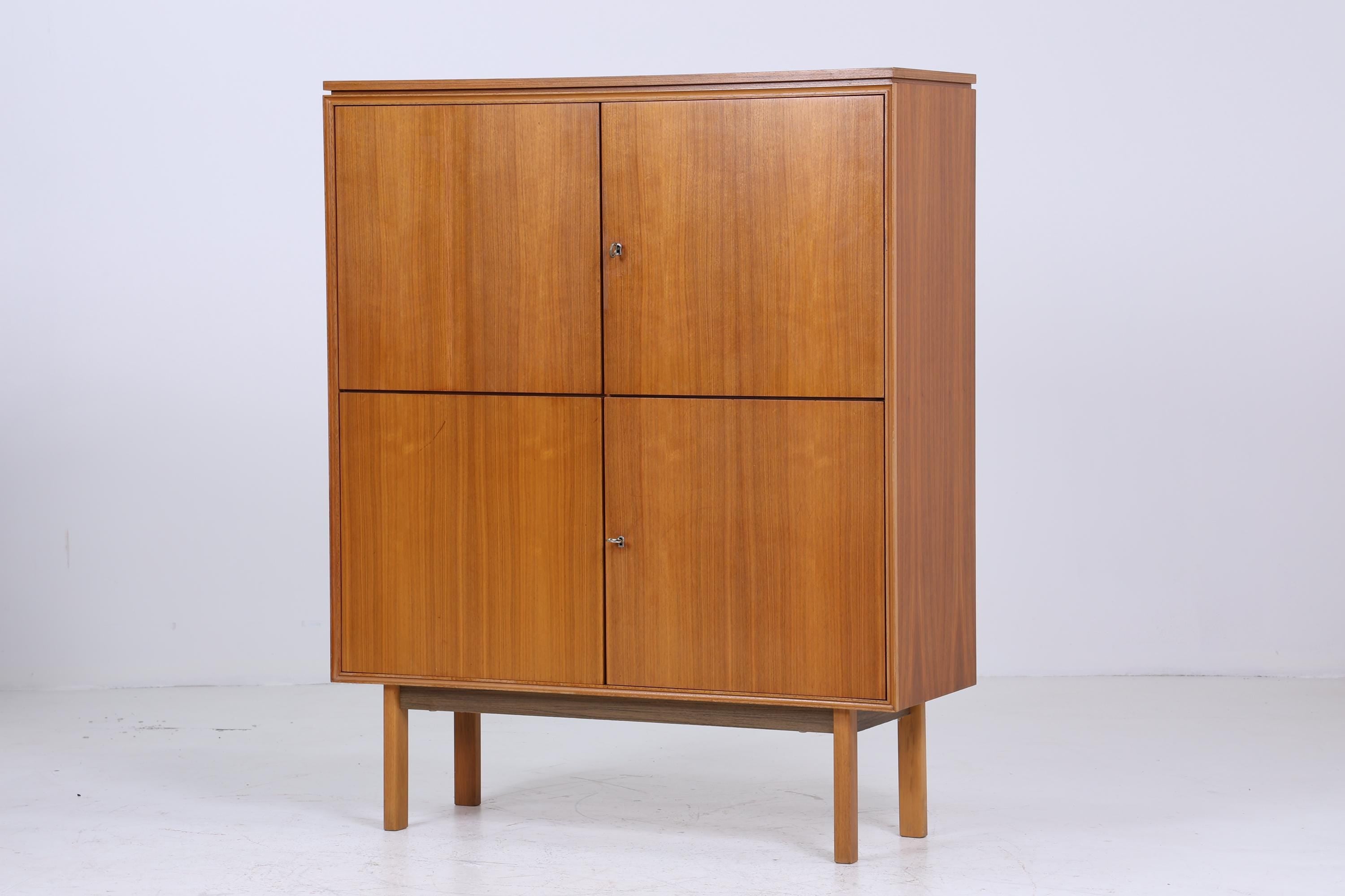 Vintage Nussbaum Schrank 60er Jahre | Mid Century Fächerschrank Retro Holz Aufbewahrung