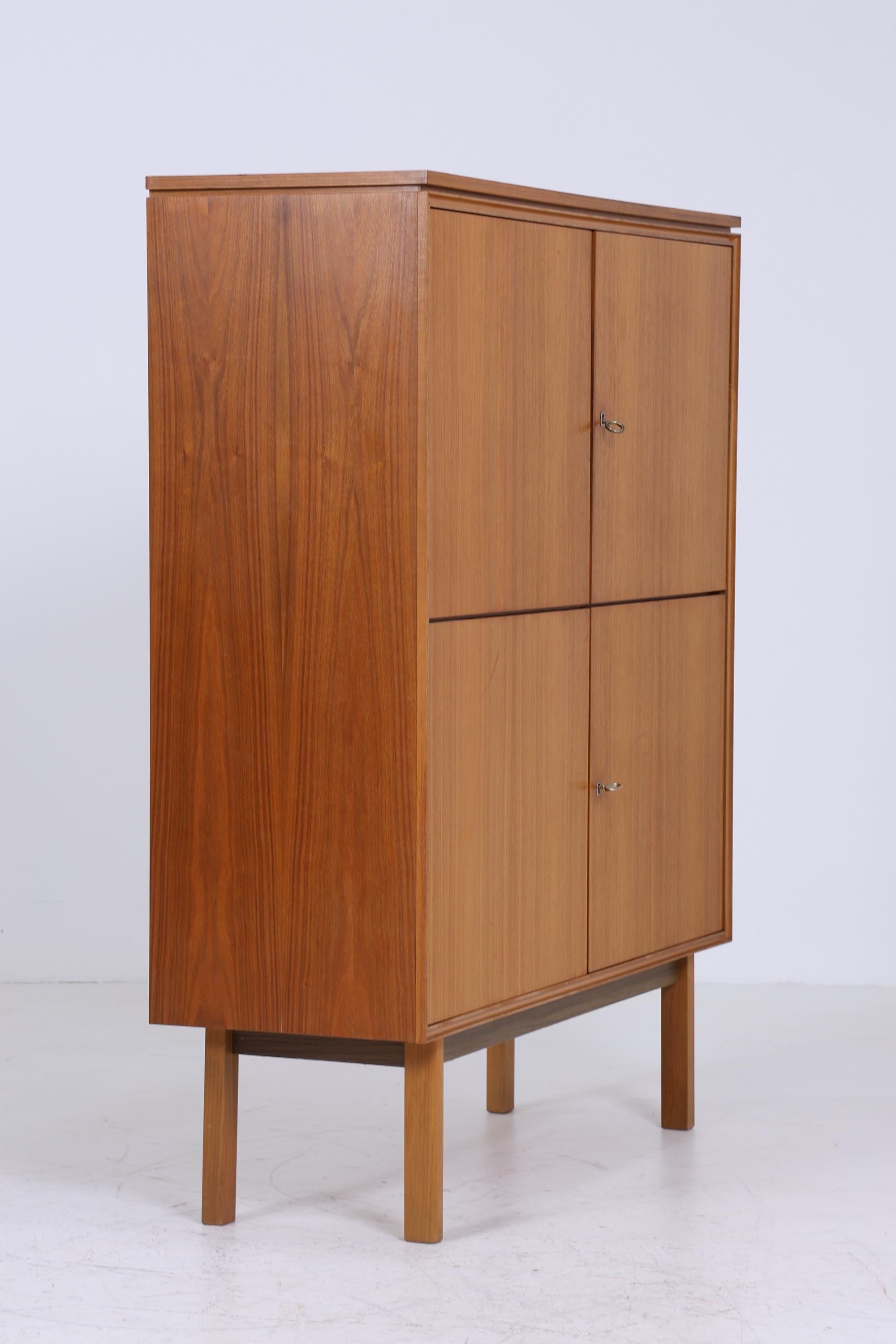 Vintage Nussbaum Schrank 60er Jahre | Mid Century Fächerschrank Retro Holz Aufbewahrung