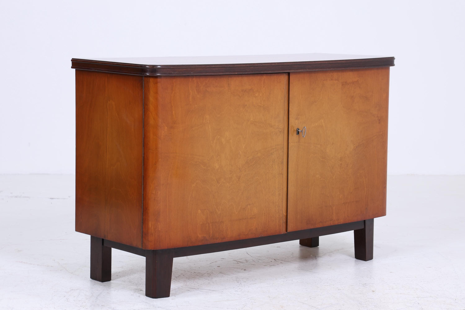 Vintage Kommode 60er | Mid Century Hochglanz Schrank | Retro Holz Aufbewahrung