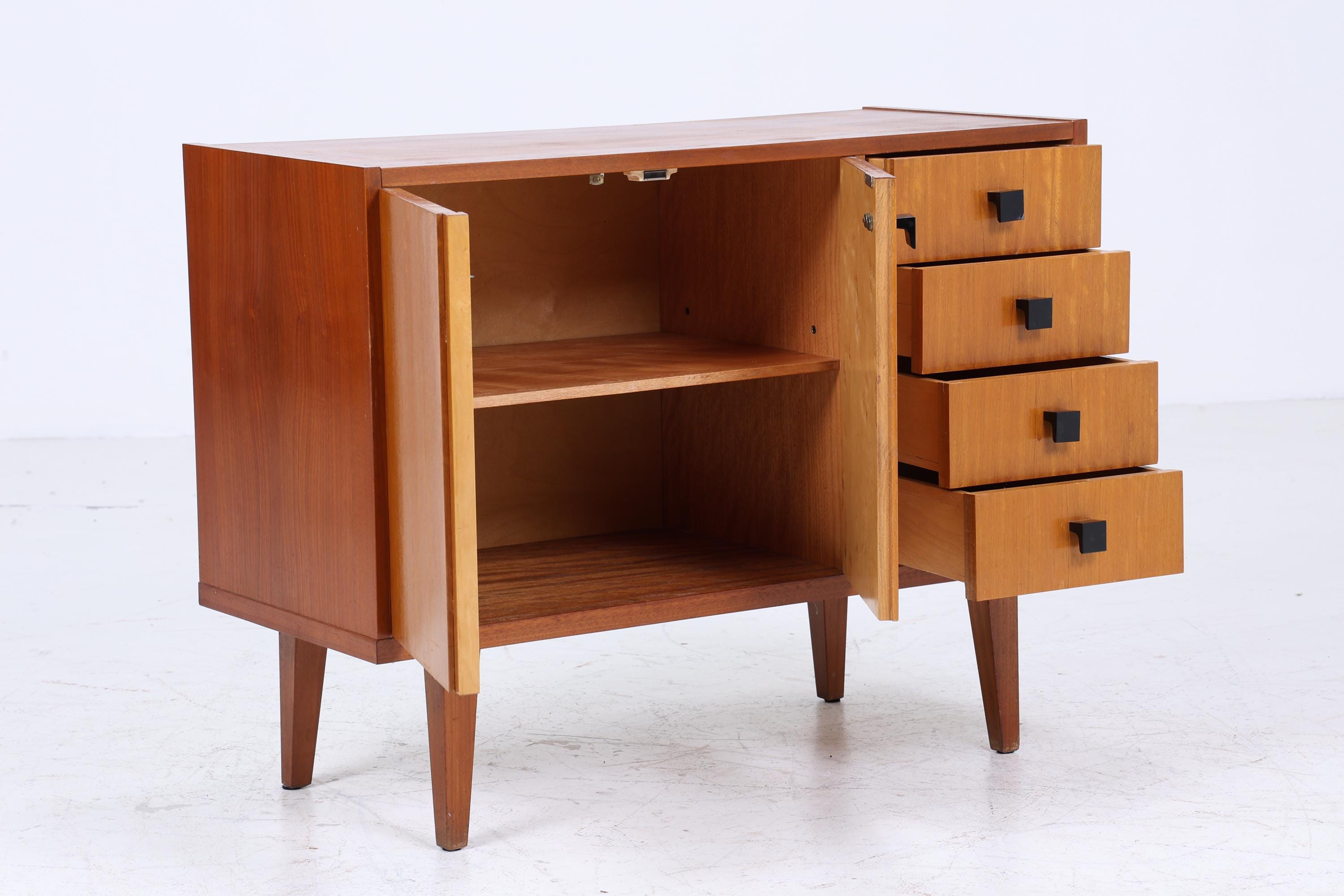 Vintage Nussbaum Kommode 60er | Mid Century Schubladen Schrank | Retro Holz Aufbewahrung