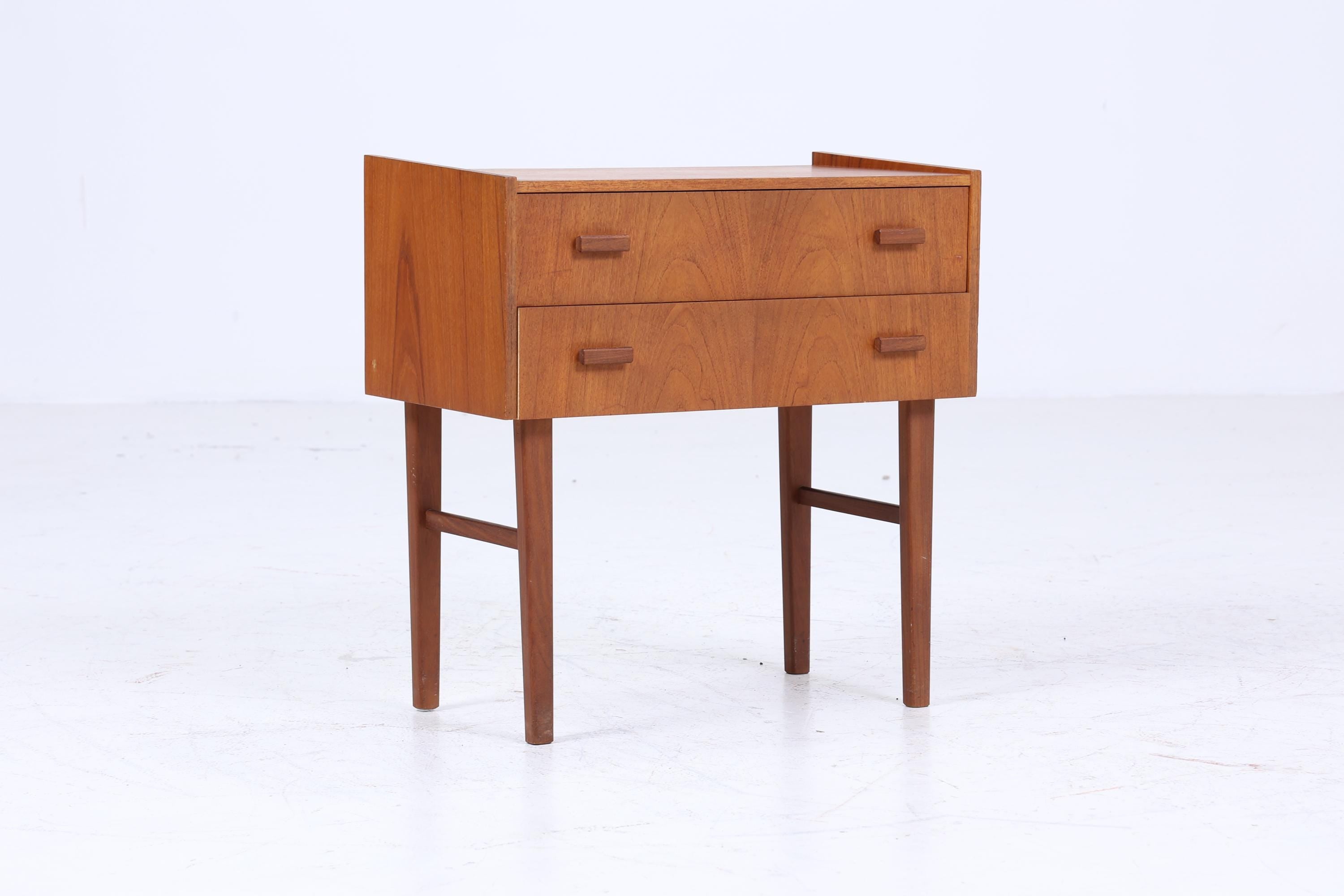 Kleine Mid Century Teak Kommode | Vintage Schubladen Schrank Holz Aufbewahrung 50er 60er Nachttisch Blumentisch