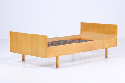 Vintage Bett 60er Jahre | Mid Century Federkernbett Bettgestell Daybed Tagesbett Holz Retro 70er 2/2