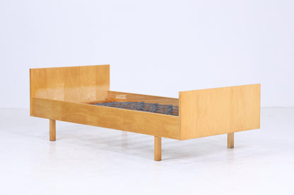 Vintage Bett 60er Jahre | Mid Century Federkernbett Bettgestell Daybed Tagesbett Holz Retro 70er 2/2