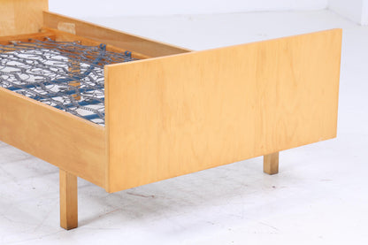 Vintage Bett 60er Jahre | Mid Century Federkernbett Bettgestell Daybed Tagesbett Holz Retro 70er 2/2