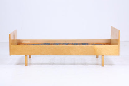 Vintage Bett 60er Jahre | Mid Century Federkernbett Bettgestell Daybed Tagesbett Holz Retro 70er 2/2