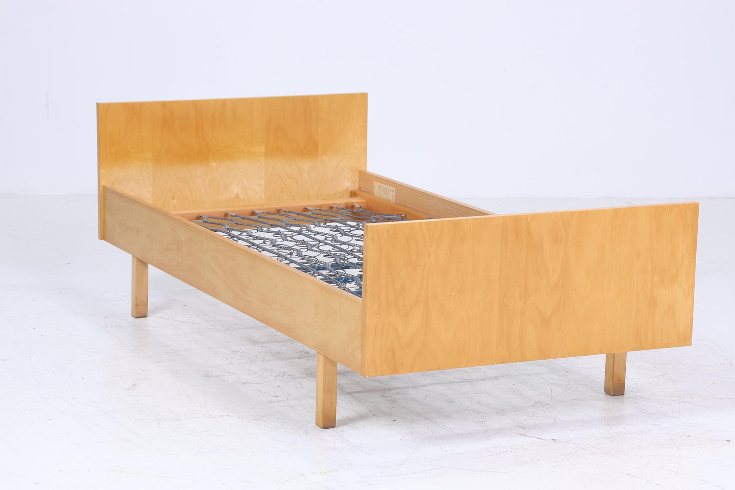 Vintage Bett 60er Jahre | Mid Century Federkernbett Bettgestell Daybed Tagesbett Holz Retro 70er 1/2