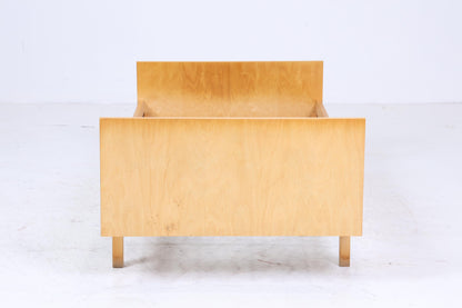 Vintage Bett 60er Jahre | Mid Century Federkernbett Bettgestell Daybed Tagesbett Holz Retro 70er 1/2