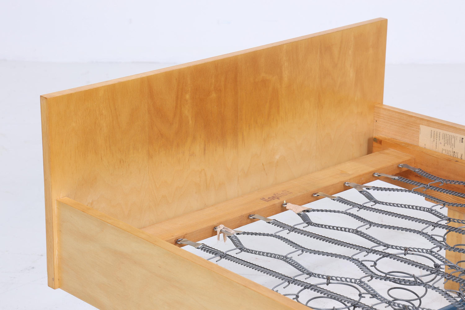Vintage Bett 60er Jahre | Mid Century Federkernbett Bettgestell Daybed Tagesbett Holz Retro 70er 1/2