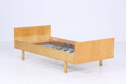 Vintage Bett 60er Jahre | Mid Century Federkernbett Bettgestell Daybed Tagesbett Holz Retro 70er 1/2