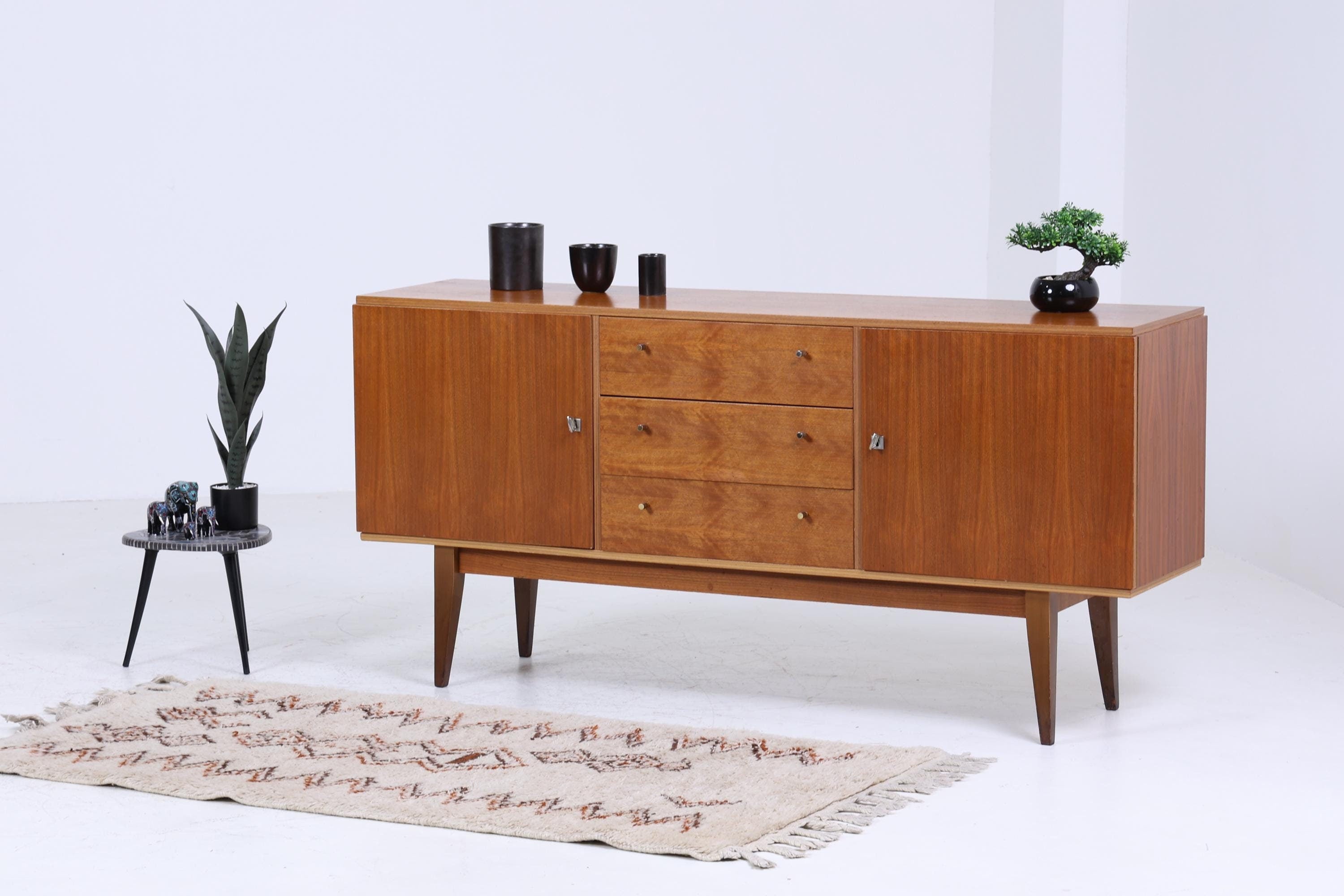 Mid Century Sideboard 60er Jahre | Mid Century Schubladen Anrichte Holz Aufbewahrung