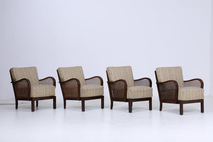 Eleganter Chippendale Sessel aus den 1930ern – Originalbezug, Wiener Geflecht &amp; Federkern | Vintage Art Deco Lounge-Sessel