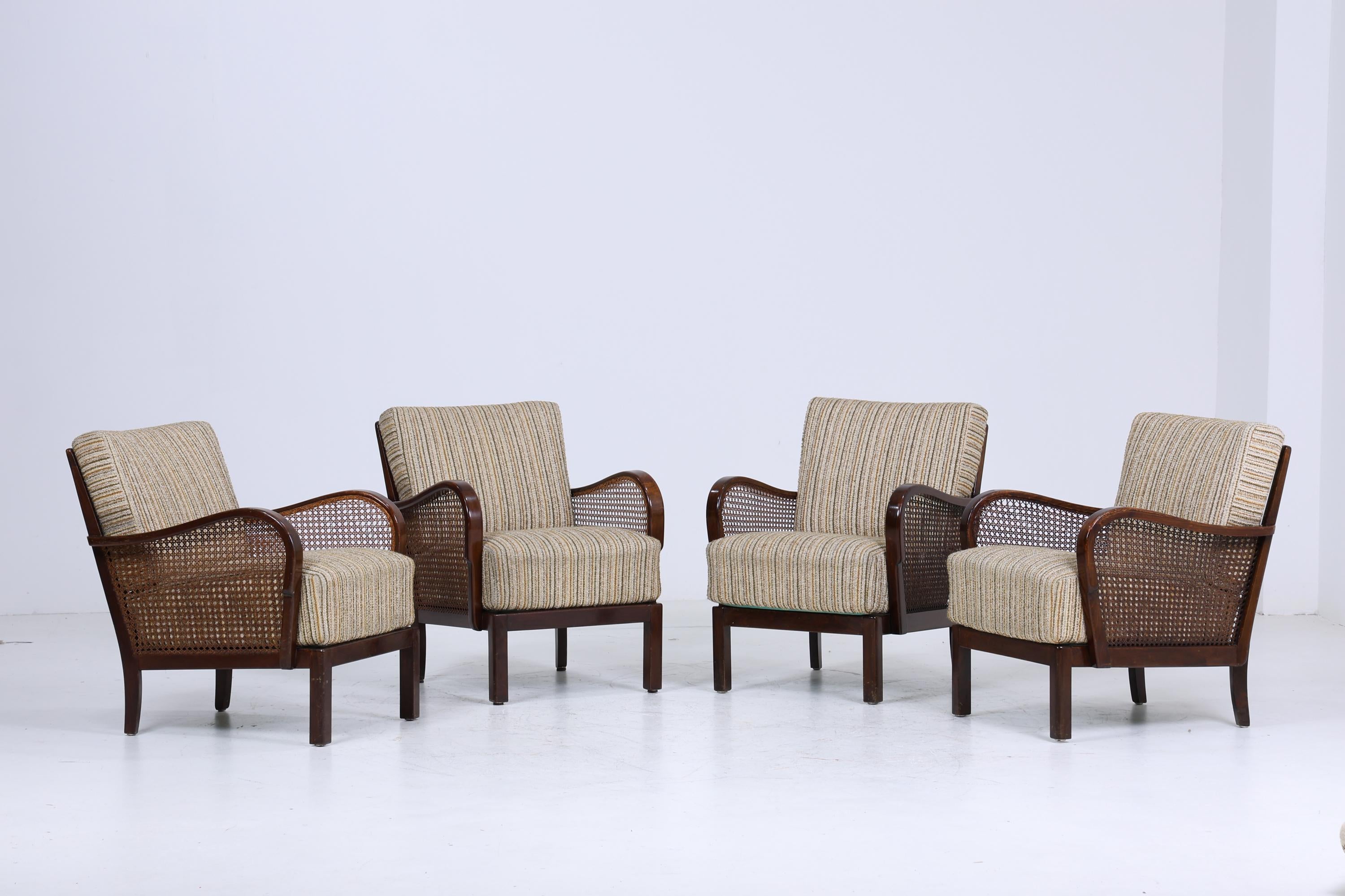 Eleganter Chippendale Sessel aus den 1930ern – Originalbezug, Wiener Geflecht &amp; Federkern | Vintage Art Deco Lounge-Sessel