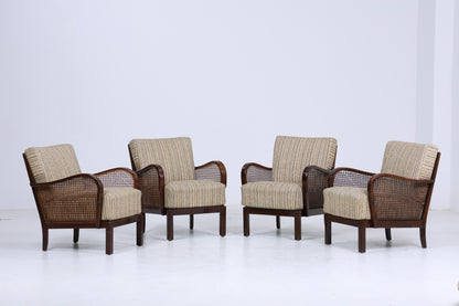 Eleganter Chippendale Sessel aus den 1930ern – Originalbezug, Wiener Geflecht &amp; Federkern | Vintage Art Deco Lounge-Sessel