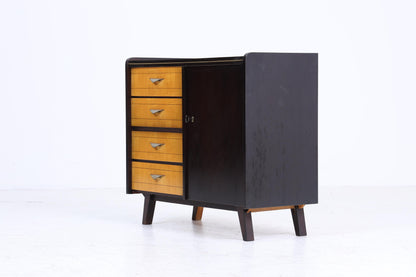 Vintage Schubladen Kommode 60er | Mid Century Schrank | Schwarz Retro Holz Aufbewahrung
