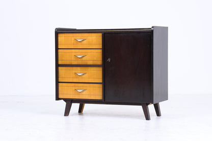 Vintage Schubladen Kommode 60er | Mid Century Schrank | Schwarz Retro Holz Aufbewahrung