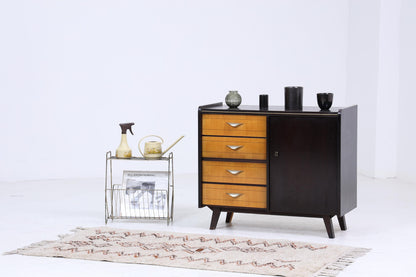 Vintage Schubladen Kommode 60er | Mid Century Schrank | Schwarz Retro Holz Aufbewahrung
