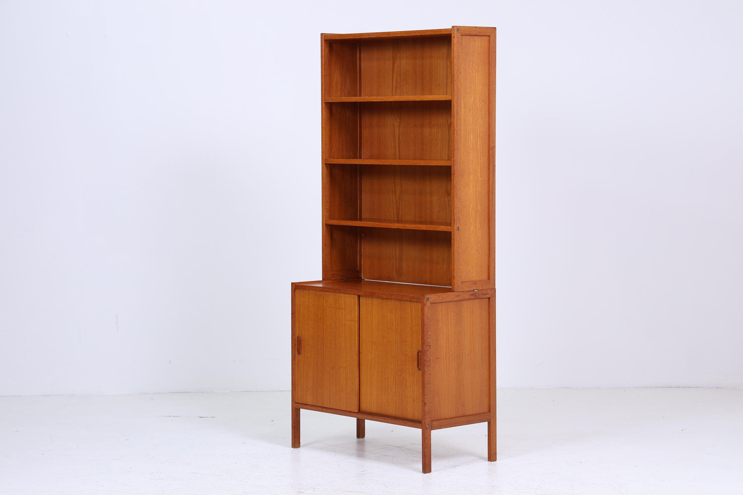 Vintage Teak Regal 60er Jahre | Vintage Regal Holz Schiebetüren | Mid Century Retro Aufbewahrung 2/2