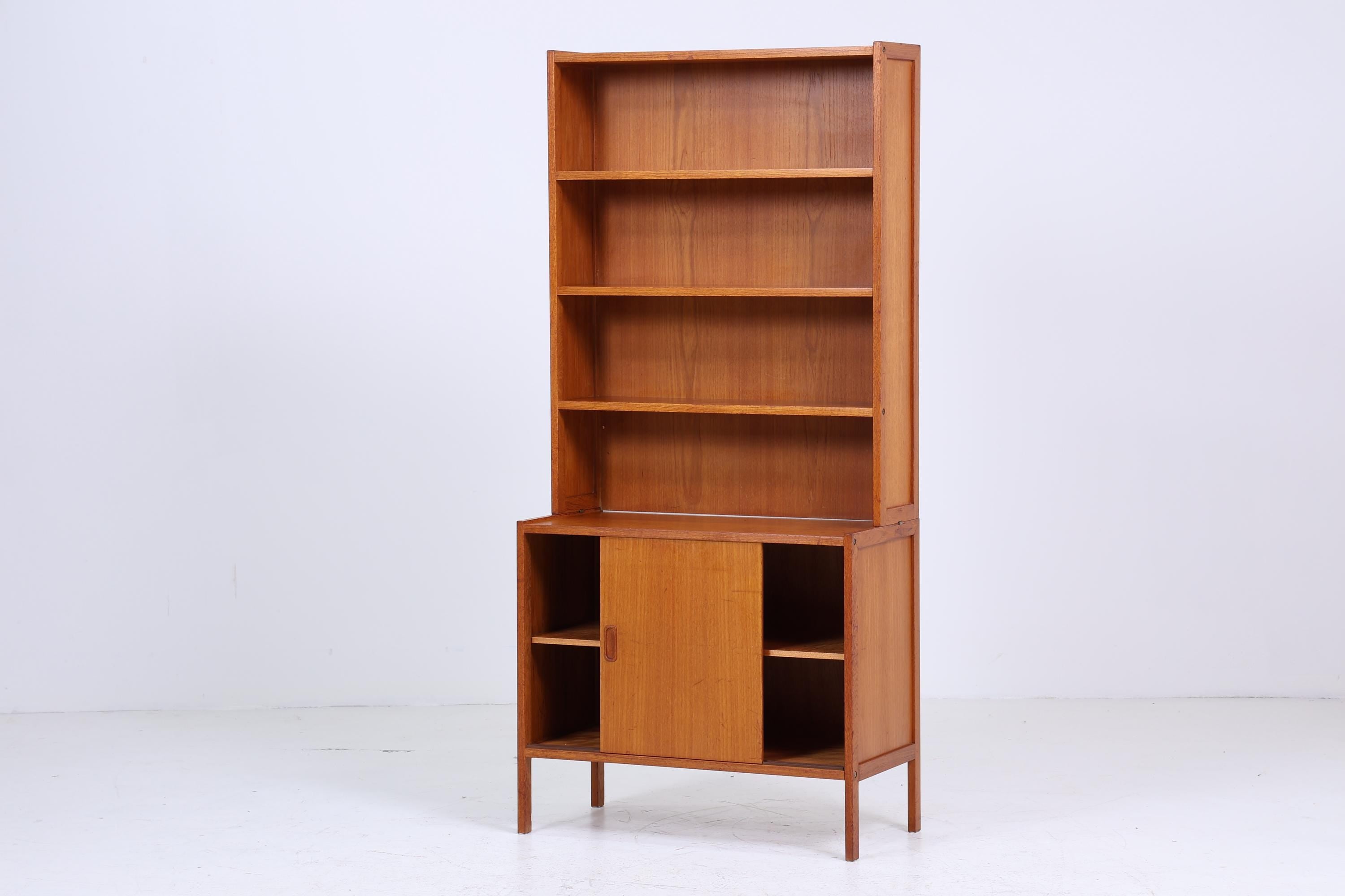Vintage Teak Regal 60er Jahre | Vintage Regal Holz Schiebetüren | Mid Century Retro Aufbewahrung 2/2
