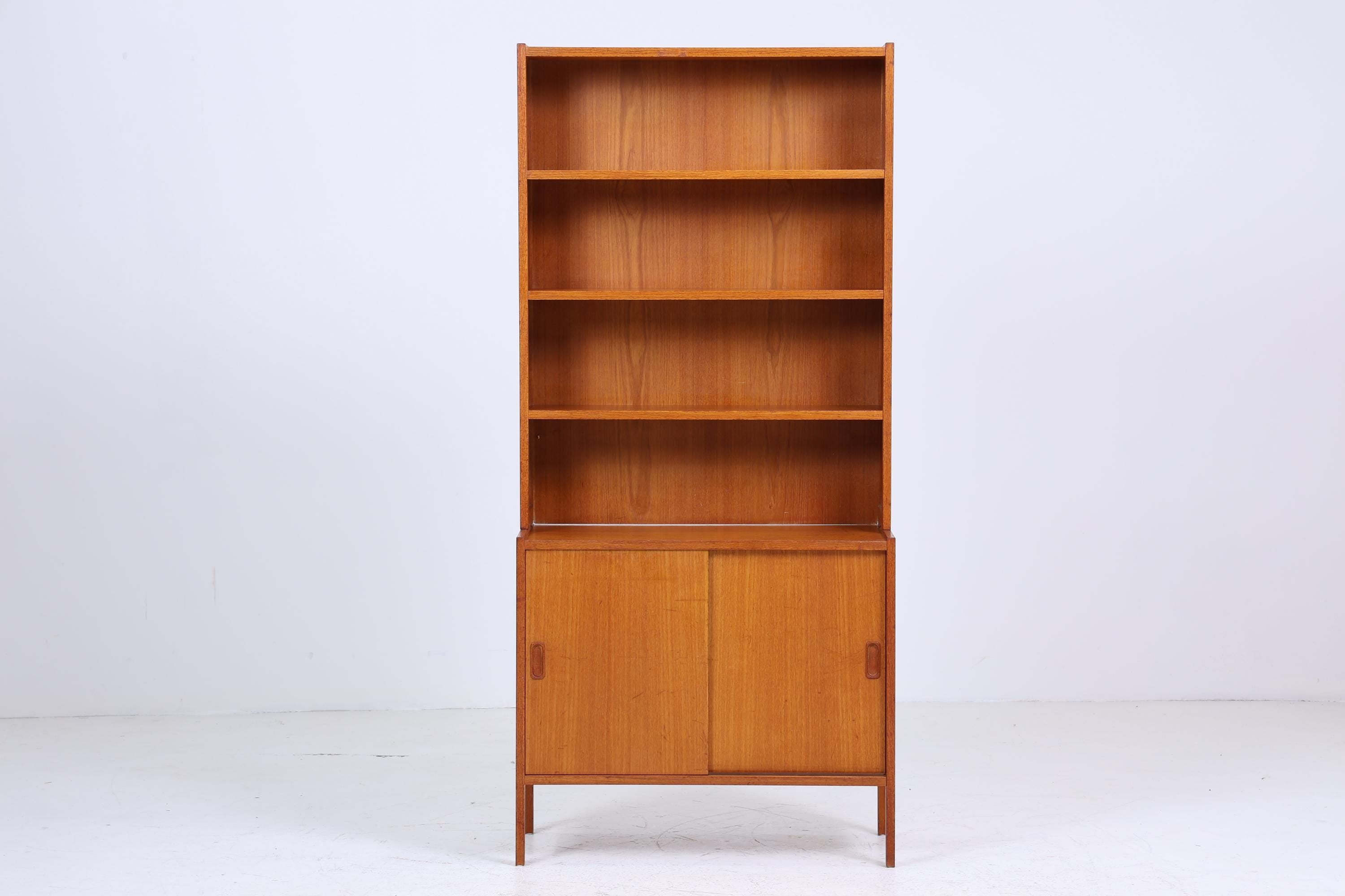 Vintage Teak Regal 60er Jahre | Vintage Regal Holz Schiebetüren | Mid Century Retro Aufbewahrung 2/2