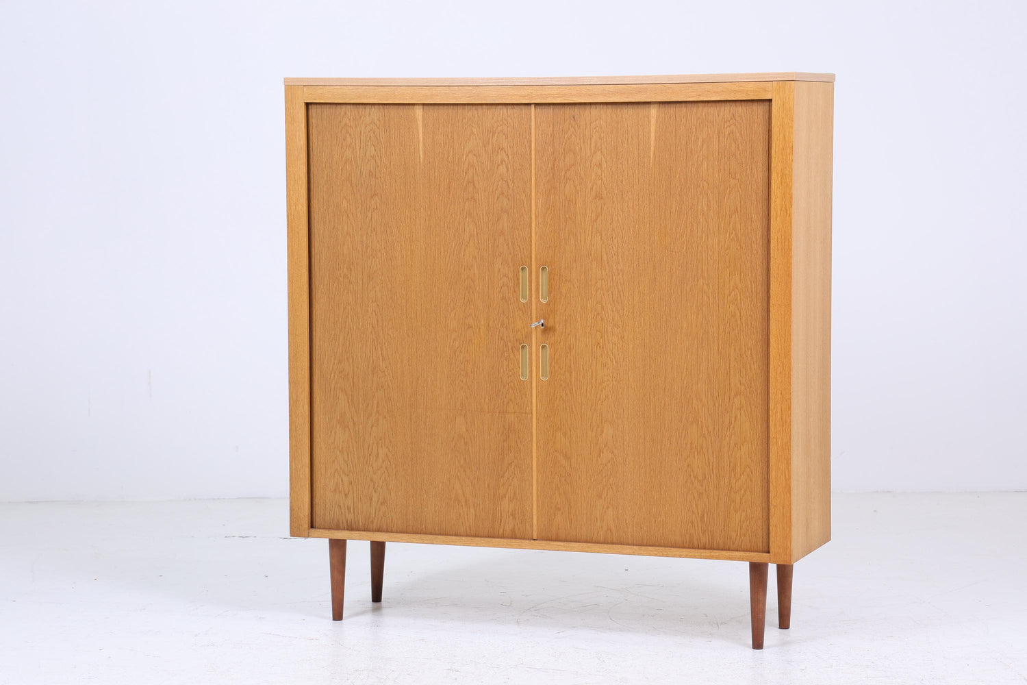 Werner Stehroll Rollladenschrank 60er Jahre | Mid Century Vintage Schrank Bücherschrank Highboard Holz Aufbewahrung Aktenschrank