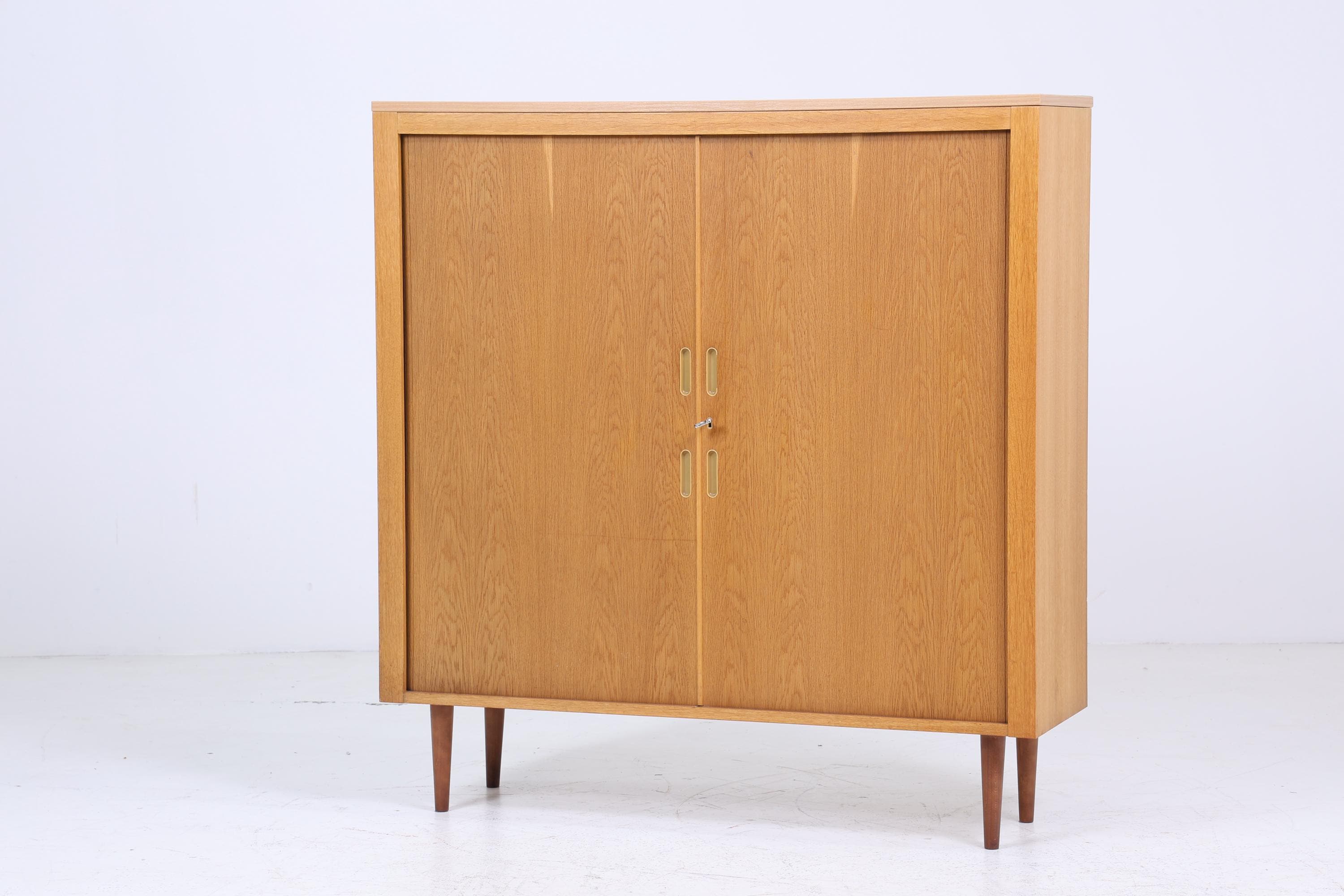 Werner Stehroll Rollladenschrank 60er Jahre | Mid Century Vintage Schrank Bücherschrank Highboard Holz Aufbewahrung Aktenschrank