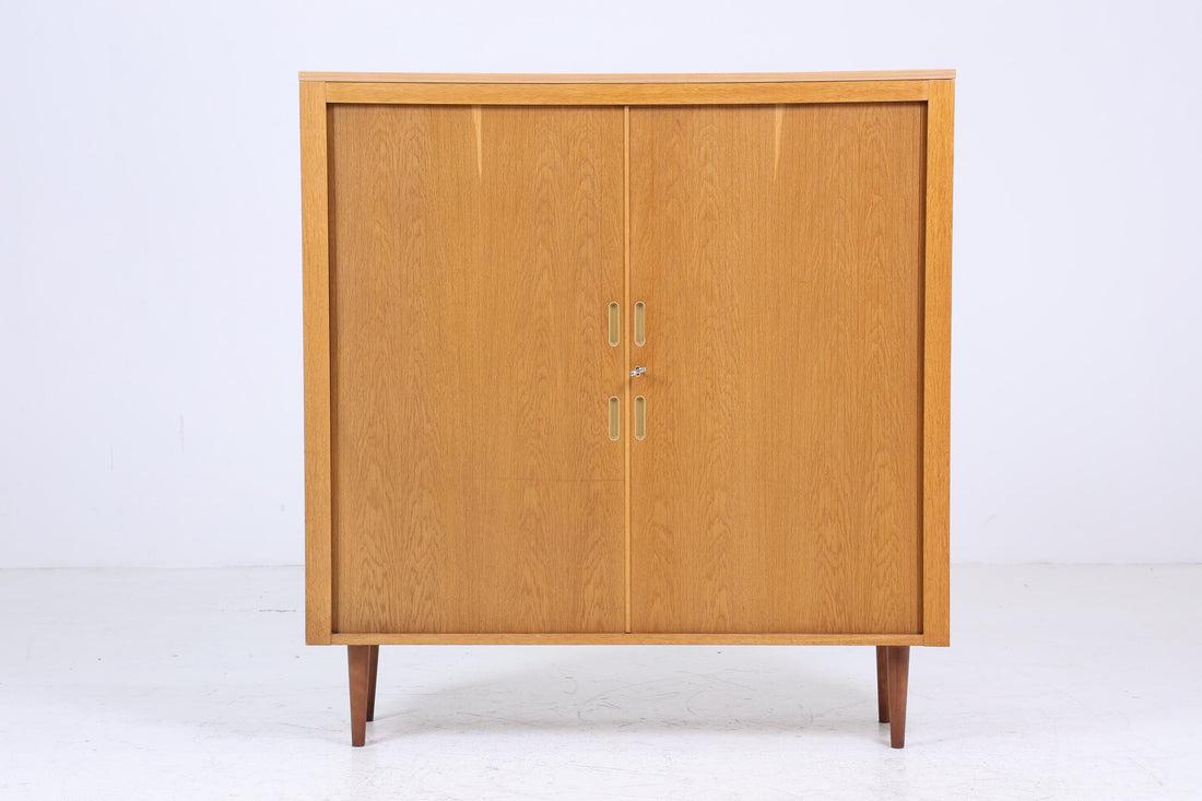 Werner Stehroll Rollladenschrank 60er Jahre | Mid Century Vintage Schrank Bücherschrank Highboard Holz Aufbewahrung Aktenschrank