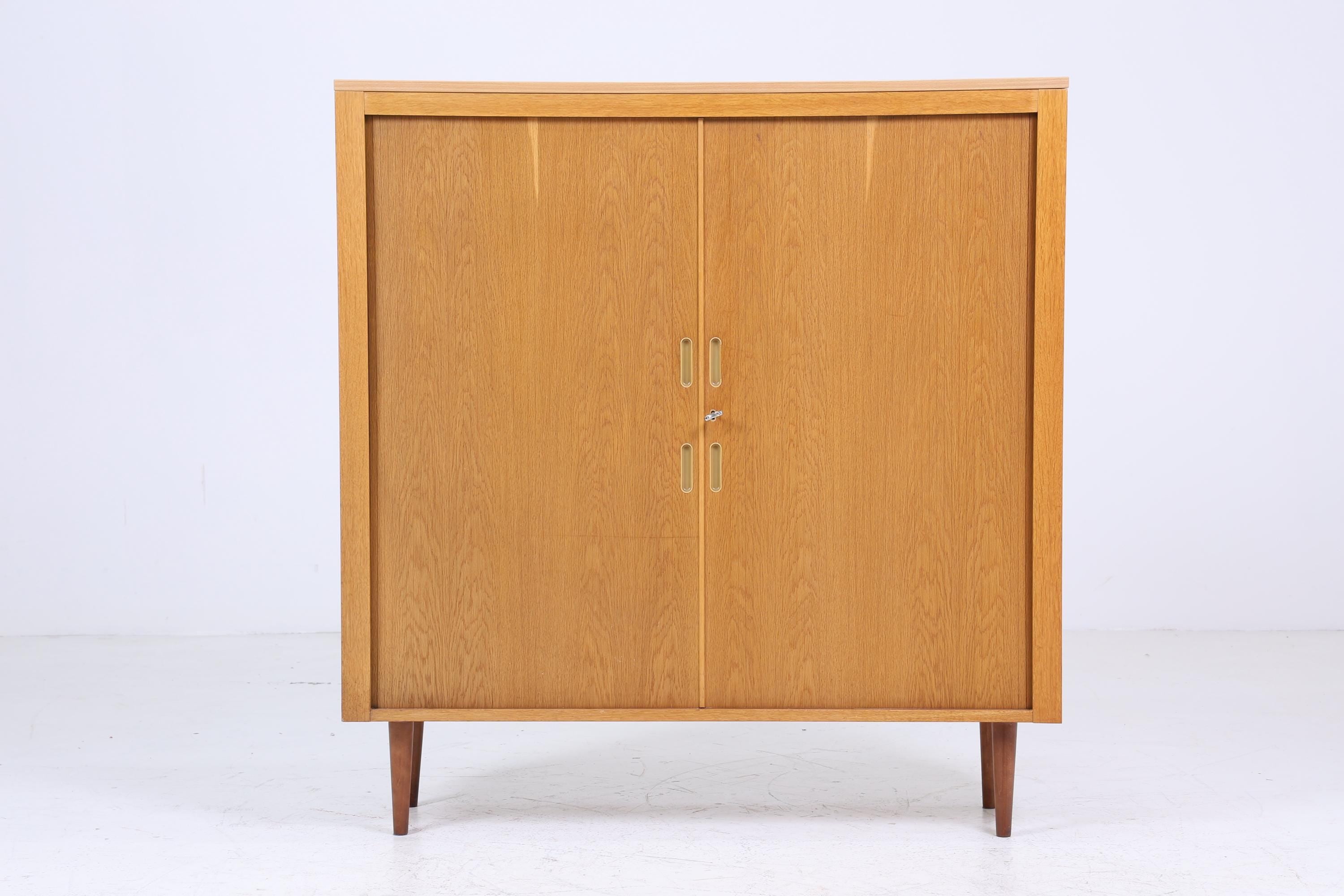 Werner Stehroll Rollladenschrank 60er Jahre | Mid Century Vintage Schrank Bücherschrank Highboard Holz Aufbewahrung Aktenschrank
