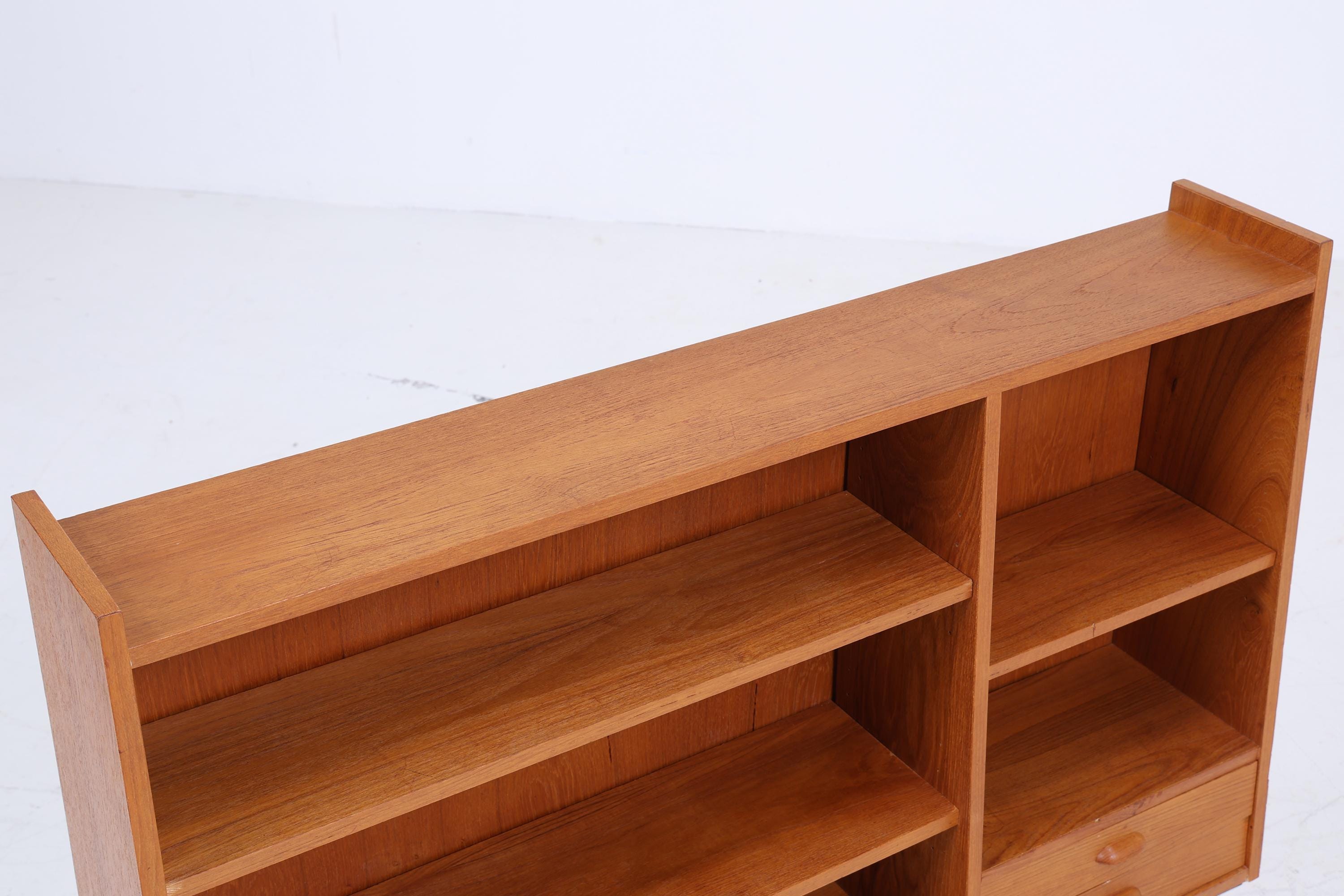 Vintage Teak Regal 60er Jahre | Mid Century Schubladen Vintage Flur BücherregalAufbewahrung Retro Holz