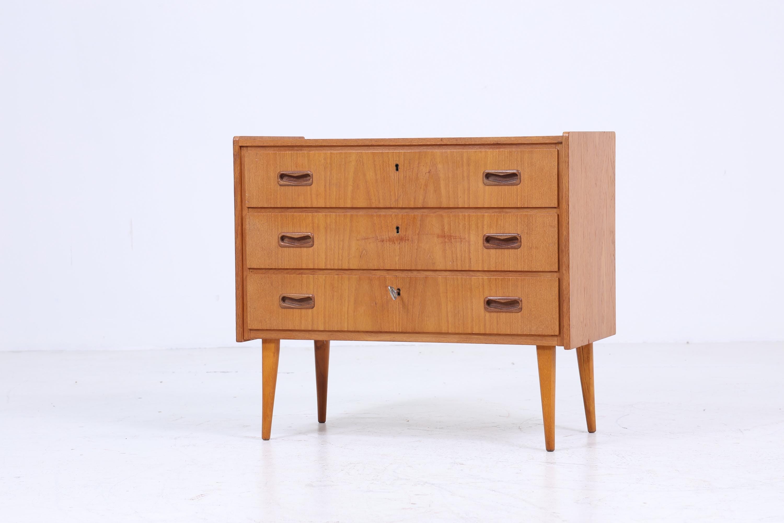 Kleine Vintage Teak Kommode | Mid Century Schubladen Schrank | Retro 60er Jahre Aufbewahrung