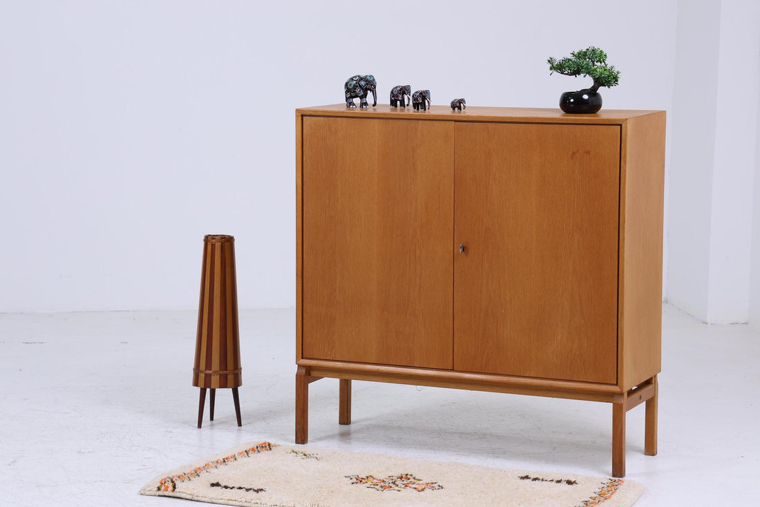 Hohe Vintage Kommode 60er Jahre | Mid Century Schubladen Schrank | Retro Holz Aufbewahrung