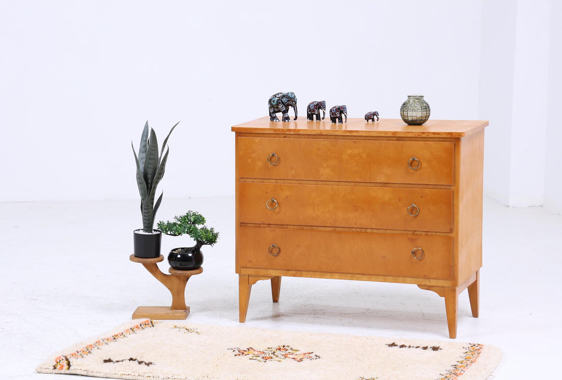 Helle 60er Jahre Schubladen Kommode | Mid Century Schubladen Schrank | Vintage 60er Jahre Aufbewahrung