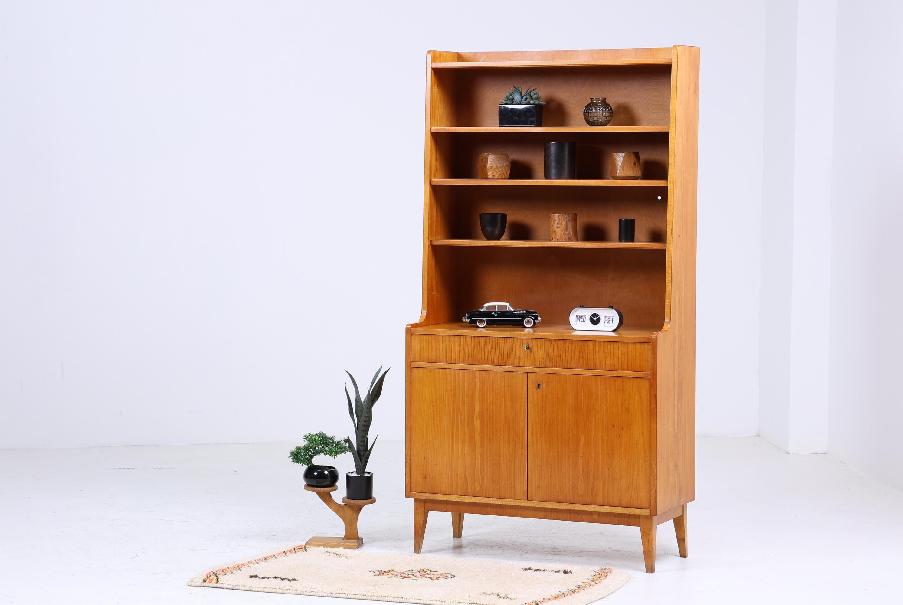 Vintage Regal 60erJahre | Mid Century Bücherregal Schmal | Retro Holz Aufbewahrung 70er Jahre