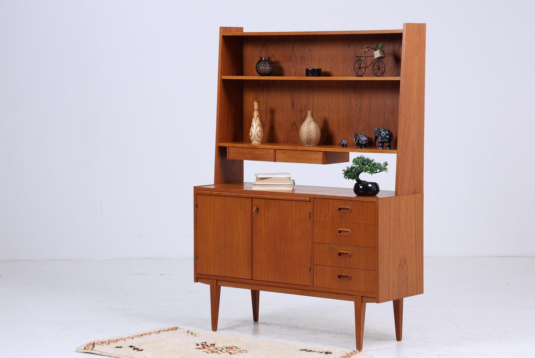 Mid Century Teak Schrank 60er Jahre | Vintage Bücherregal Retro Regal Holz Aufbewahrung
