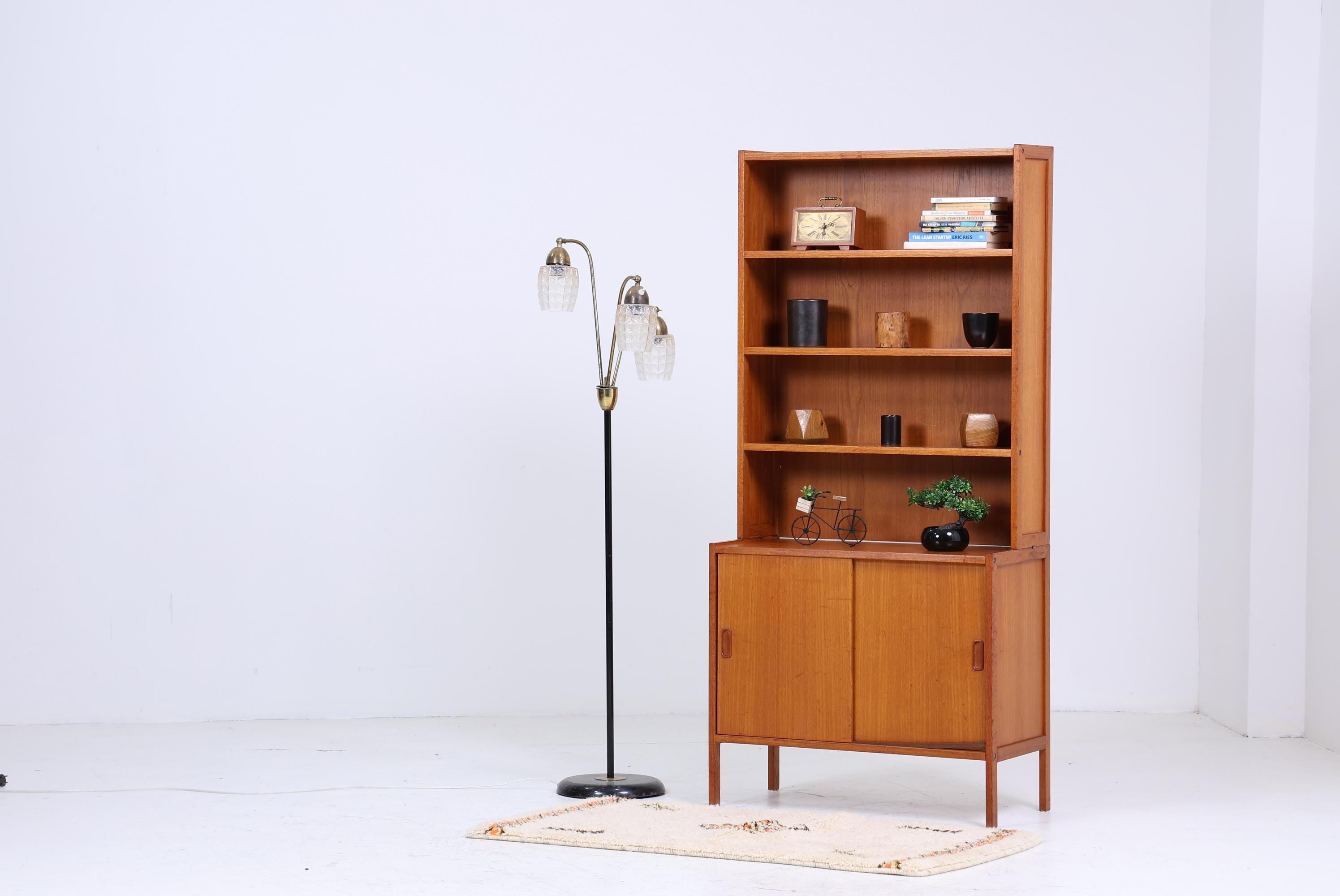 Vintage Teak Regal 60er Jahre | Vintage Regal Holz Schiebetüren | Mid Century Retro Aufbewahrung 2/2