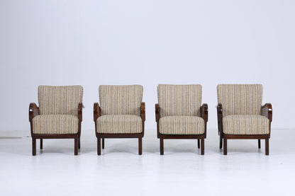 Eleganter Chippendale Sessel aus den 1930ern – Originalbezug, Wiener Geflecht &amp; Federkern | Vintage Art Deco Lounge-Sessel