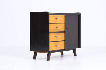 Vintage Schubladen Kommode 60er | Mid Century Schrank | Schwarz Retro Holz Aufbewahrung